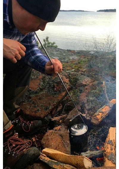 Buffer Teleskopik Ateş Başlatıcı Outdoor Üfleme Borusu 63 Cm Gümüş