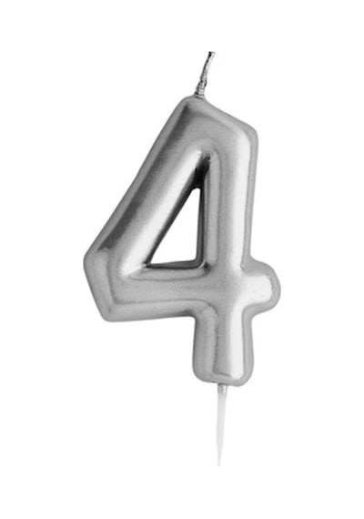 Rakamlı Gümüş Silver Pasta Mumu Yaş 4