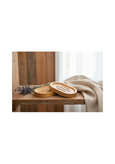 Buççin Online Mağaza 2 Li Oval Bambu Ahşap Sabunluk Doğal Görünümlü Dekoratif Banyo Mutfak Sabun Altlığı Ahşap Kahverengi Çok Renkli