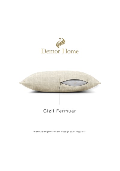 Br Demor Home Keten Dokulu Krem Rengi Kırlent Yastık Kılıfı