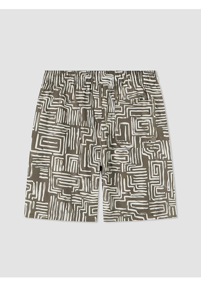 Lcw Swımwear Kahverengi Desenli Erkek Deniz Şortu