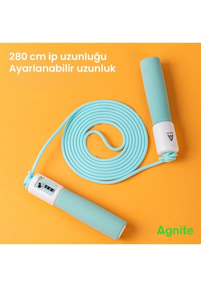 Agnıte Mekanik Sayaçlı Pvc Atlama İpi Sünger Saplı Fitness Egzersiz İpi Karışık