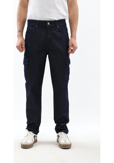 Blue White Erkek Kargo Cepli Lacivert Jean Pantolon