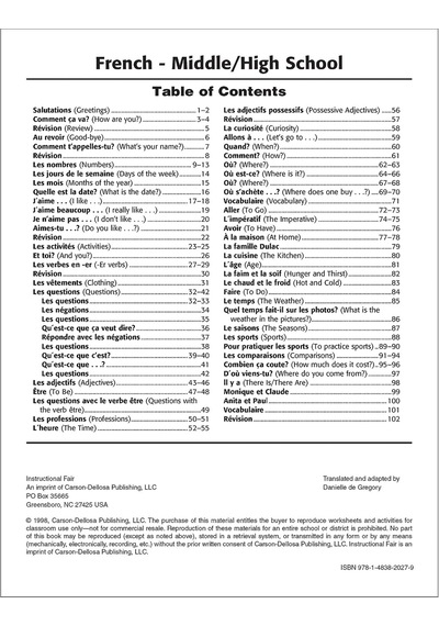 French, Grades 6 - 12: Middle / High School Volume 5