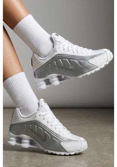 Nike Shox R4 White Silver Womens Sneaker Kadın Günlük Spor Ayakkabı Beyaz Gümüş
