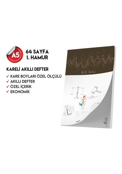 Kareli Not Defteri 64 Sayfa Akıllı Defter Tekli A5 Tam Beyaz Tekli Koyu Mavi, Kırmızı, Turuncu, Kahverengi, Mavi, Yeşil