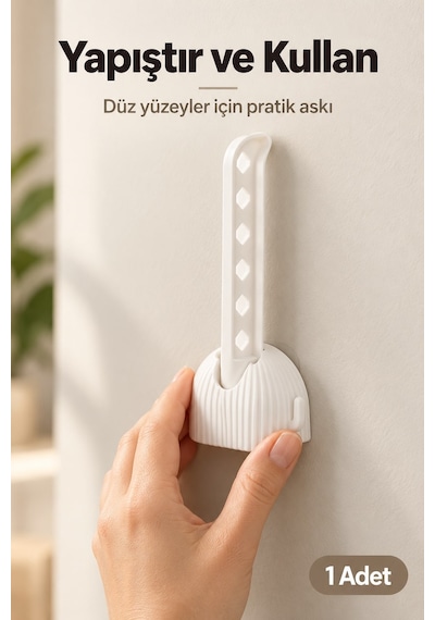 Portatif Katlanır Askı Beyaz Delikli Kollu Kendinden Yapışkanlı