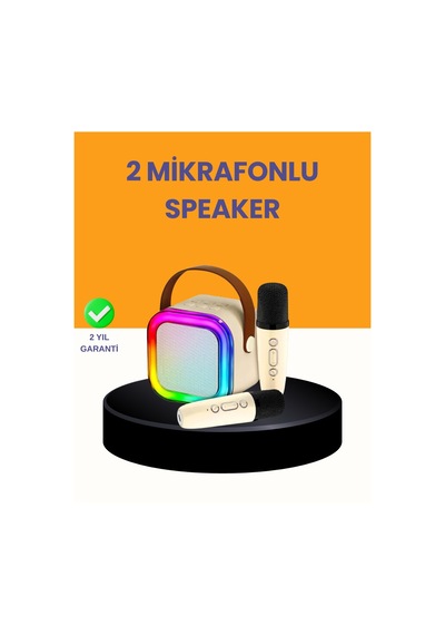 Çift Mikrofonlu Kompakt Karaoke Hoparlör Uzun Pil Ömrü Mh-hs4207-5274