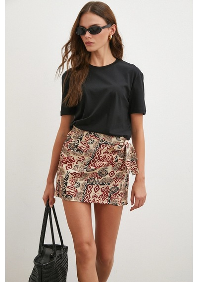 Never More Etnik Desen Mini Etek Bej