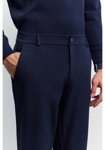 Avva Erkek Lacivert Yanı Lastikli Kırışmaz Hızlı Kuruyan Teknik Kumaş Slim Fit Pantolon A62y3077
