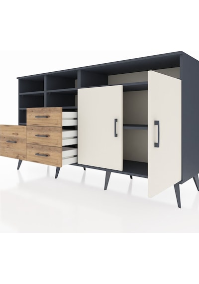 Hyperion Konsol 7 Raflı 4 Çekmeceli 2 Kapaklı 176x44x99 Antrasit- Antrasit-aytaşı/çam Hyperion Konsol 7 Raflı 4 Çekmeceli 2 Kapaklı 176x44x99 Antrasit- Antrasit-aytaşı/çam