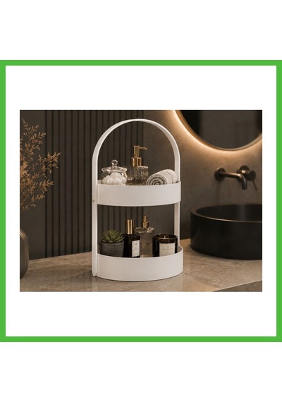 Vaveni 3d Baskı İki Katlı Banyo Düzenleyici - Taşınabilir Organizer Ve Saklama Standı-beyaz Arz
