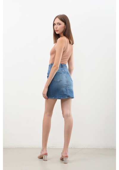 Banny Jeans Kadın Mavi Mini Jean Etek Mavi L