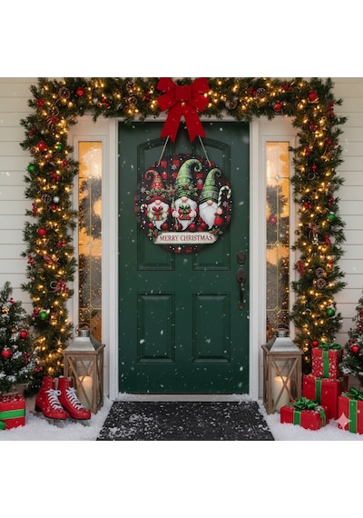 Yılbaşı Cüceleri Kapı Ve Duvar Süsü Merry Christmas 2 30x30
