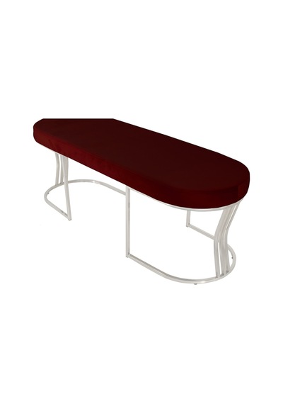 Viego Silver Smooth- Bordo Kapitoneli Model Puf & Bench & Koltuk- Oturak-uzun Makyaj Puff-yatak Odası Ucu &önü