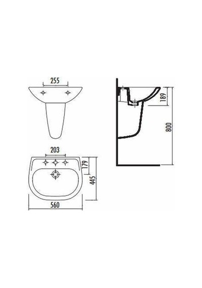 Creavit Sd055 Sedef Yarım Ayak Lavabo 45 x 55 CM Beyaz