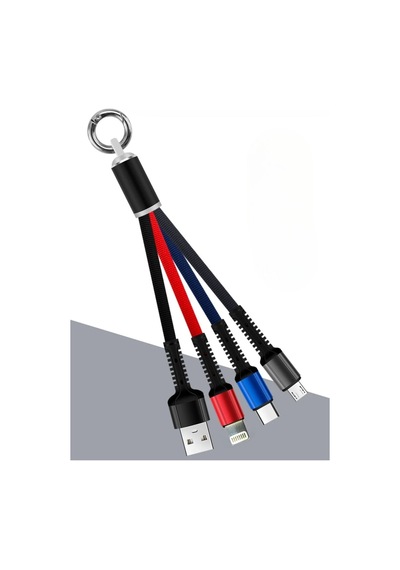Biishe Işıklı Anahtarlık Model 3 İn 1 Usb Çıkışlı Mikro,type-c Ve İphone Uyumlu Şarj Kablosu