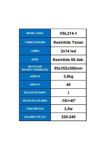 Arsel Versalite Vsl214/1 Led Acil Aydınlatma Armatürü Kesintide Gri