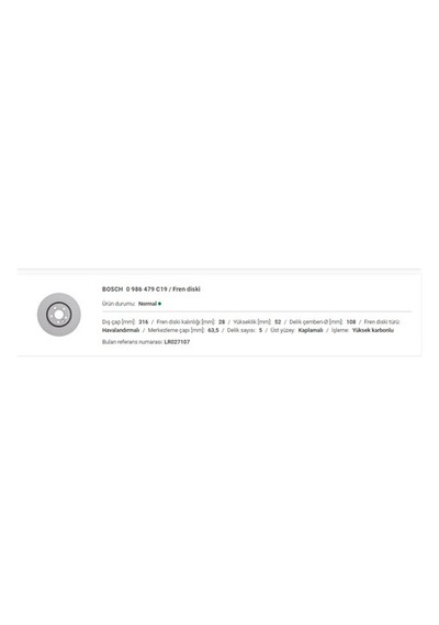 Bosch 0986479c19 Fren Sistemleri
