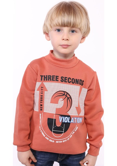 Toontoy Kids Toontoy Erkek Çocuk 3 Vıolatıon Baskılı Sweatshirt Kiremit