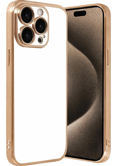 Newface Apple Uyumlu iPhone 15 Pro Max Razer Lensli Silikon Semeglbl - 58 - Gold