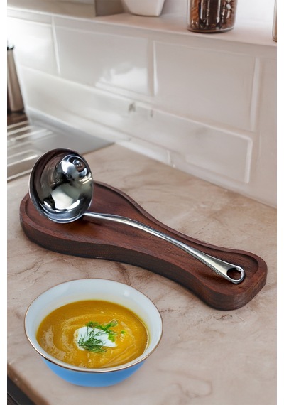 Resto - Ahşap Tezgah Üstü Kirli Kepçe Kaşık Altlığı 28 Cm Kahverengi