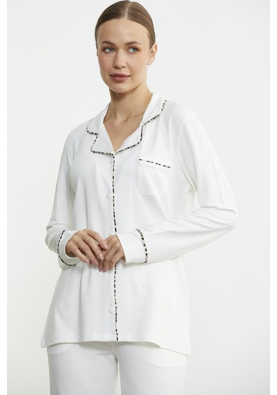 Sementa Düz Renk Gömlek Model Pijama Takım - Kemik Kemik