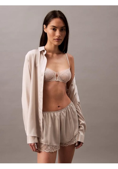 Calvin Klein L/s Top Buttondown, Pea Kadın Krem Pijama Üstü