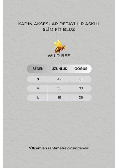 Wild Bee Kadın Kahverengi Aksesuar Detaylı İp Askılı Slim Fit Bluz
