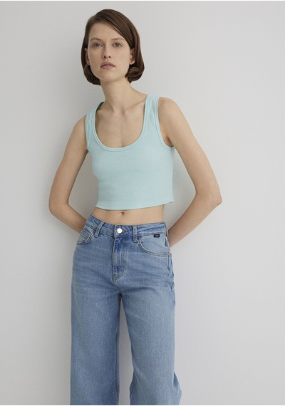 Mavi - Yeşil Crop Basic Atlet 1613071-71731 Yeşil