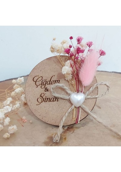 Yuvarlak Kuru Çiçekli Söz Nişan Nikah Magnet Nikah Şeker(30 Adet)