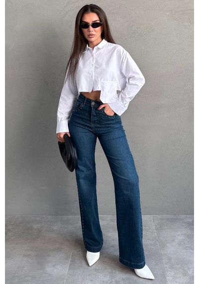 Seeh Mavi Wide Leg Kadın Pantolon Sh351 Basic
