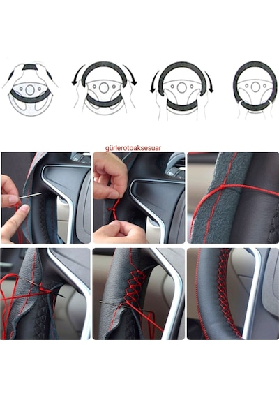 Hyundai Accent 2000-2006 Uyumlu Direksiyon Kılıfı Iki Renkli Yüzüklü Gri-siyah