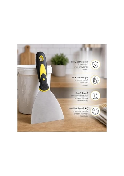 Paslanmaz Çelik İnşaat Spatulası, Plastik Saplı Ve 125 Mm Boyutunda 001 Siyah