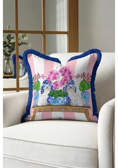 Çini Motifli Lüks Saçaklı Yastık Kılıfı - Klasik Modern Pembe Mavi Püsküllü Kırlent Kılıfı Batımı Elma Yeşili Çini Motifli Lüks Saçaklı Yastık Kılıfı - Klasik Modern Pembe Mavi Püsküllü Kırlent Kılıfı Batımı Elma Yeşili
