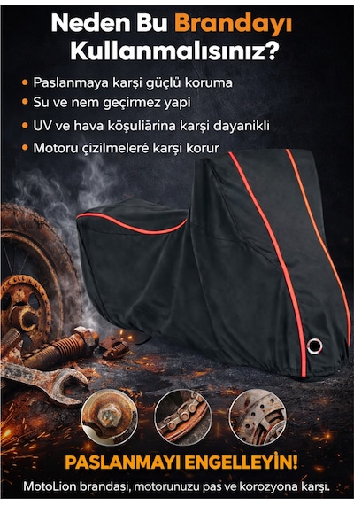 Arora Max Pro 125 Topcaseli Siyah-kırmızı Dikişli Kilitli Motor Brandası,örtü