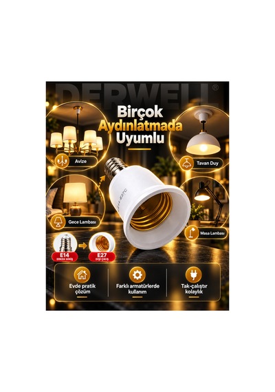 Tekli Paket E14ten E27ye Ampul Duy Çevirici Dönüştürücü Soket İnce Diş Erkek Giriş Kalın Diş Dişi Çıkış Tasarruflu Led Akıllı Ampul Pratik Avize Aparatı Sağlam Gövde Uyumlu Aydınlatma Çözümleri