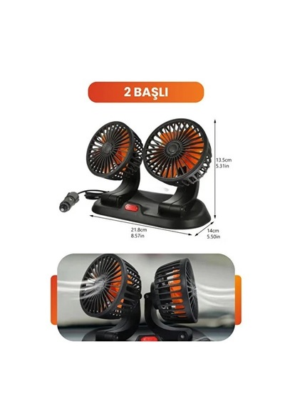 Vantilatör 12v Torpidoya Yapıştırmalı Numaratörlü Tek Kademe Çift Fanlı 360 Dönebilen 4inc