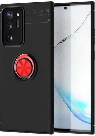 Galaxy Note 20 Ultra Kılıf Zore Ravel Silikon Kapak Siyah-Kırmızı