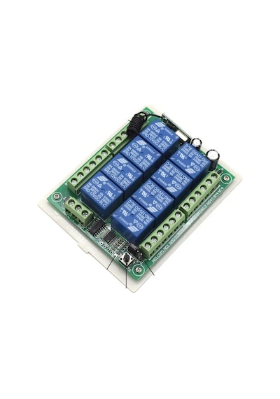 8ch Alıcı Anahtarı Röle Modülü Dc 12v 24v 433mhz Denetleyici Ve 8 Kanal Uzaktan Kumanda Verici