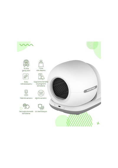 Cb001 Akıllı Otomatik Kedi Tuvaleti, App İle Uzaktan Kontrol, 75lt Hazne, 7lt Çöp Haznesi, Ağır