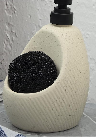 Taş Desenli Sıvı Sabunluk - Sünger Hazneli Mutfak Sabunluğu - 700 Ml - Çizgi Desen -