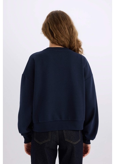 DeFacto Loose Fit Bisiklet Yaka Baskılı Kalın Kumaş Sweatshirt E3390AXNSNV44 DeFacto Loose Fit Bisiklet Yaka Baskılı Kalın Kumaş Sweatshirt E3390AXNSNV44