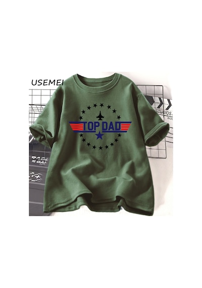 Flood Of Style Üst Baba T-shirt Casaul Pamuk Babalar Günü Hediyesi Baba Erkek Tasarımcı T Shirt Erkek Moda K Yeşil
