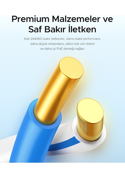 Ugreen Cat6 Flat Pure Copper Metal Konnektör Utp Ethernet Kablosu 2 Metre, 50185