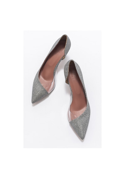 Luvishoes 353 Platın Simli Topuklu Kadın Ayakkabı Platin