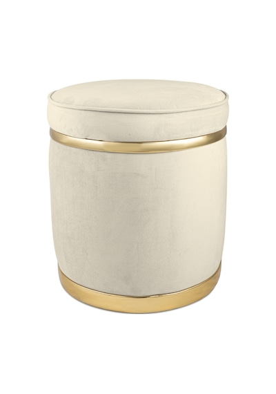 Zerafet Gold Kaplama Luxery Puf- Beyaz Babyface Kumaş Pofuduk Oturma Pufu&makyaj Pufu&bench