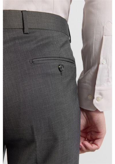 İmza Siyah - Antrasit Yan Cep Kendinden Desenli Slim Fit Esnek Classic Pantolon 1003255178