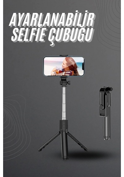 Selfie Çubuğu Tripod Bluetooth Kumandalı Selfie Çubuğu Telefon Tutucu Diğer