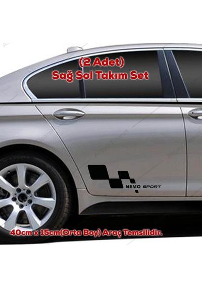 Citroen Nemo İçin Uyumlu Aksesuar Kapı Altı Oto Sticker Set Siyah Sağ-sol 40 15 Cm